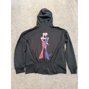 Badgley Mischka Size S Small Black Zip-Up Hoodie Embroidered Design Sweatshirt